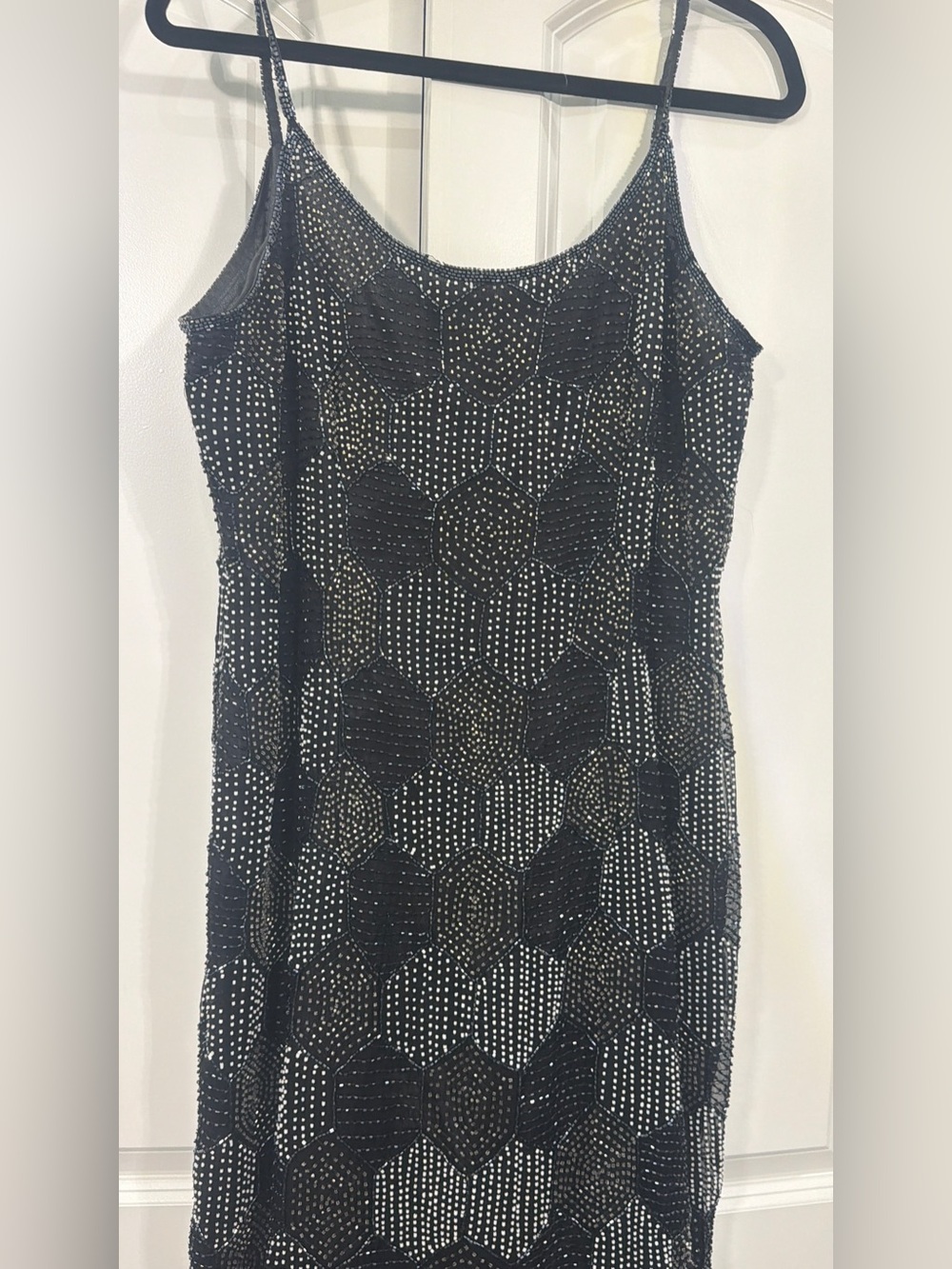 Black Beaded Slip Mini Dress